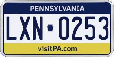 PA license plate LXN0253