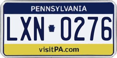 PA license plate LXN0276