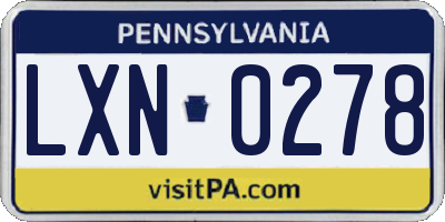 PA license plate LXN0278