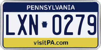 PA license plate LXN0279