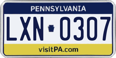 PA license plate LXN0307