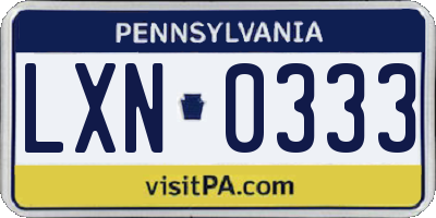 PA license plate LXN0333