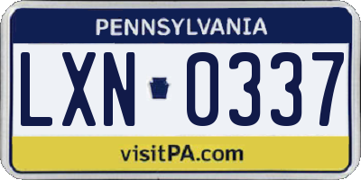 PA license plate LXN0337