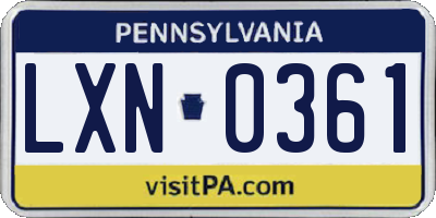 PA license plate LXN0361