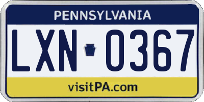 PA license plate LXN0367