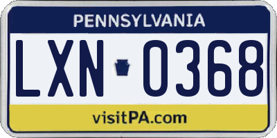 PA license plate LXN0368