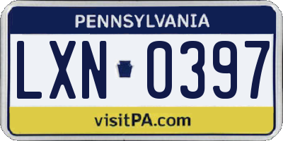 PA license plate LXN0397
