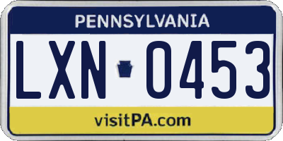 PA license plate LXN0453