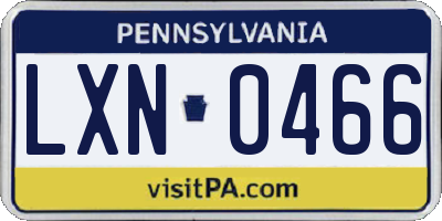 PA license plate LXN0466