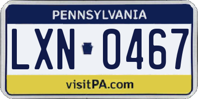 PA license plate LXN0467