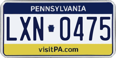 PA license plate LXN0475