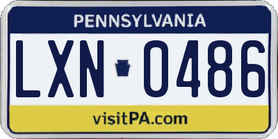 PA license plate LXN0486