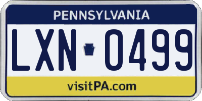 PA license plate LXN0499