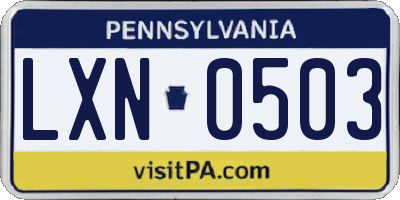 PA license plate LXN0503