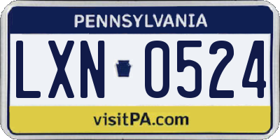 PA license plate LXN0524