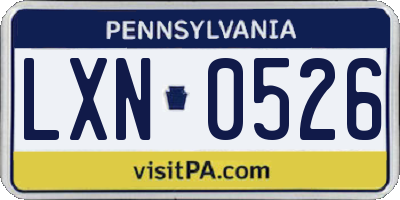 PA license plate LXN0526