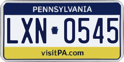 PA license plate LXN0545