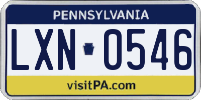 PA license plate LXN0546