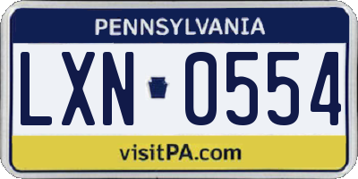 PA license plate LXN0554