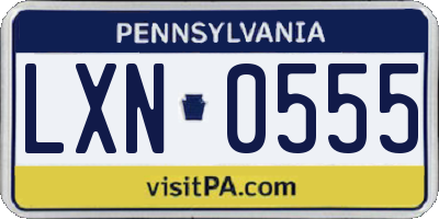 PA license plate LXN0555