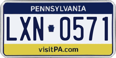 PA license plate LXN0571