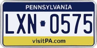 PA license plate LXN0575