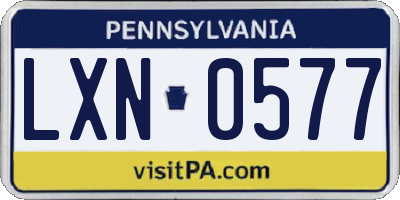 PA license plate LXN0577