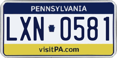 PA license plate LXN0581