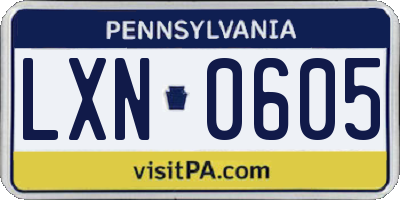 PA license plate LXN0605