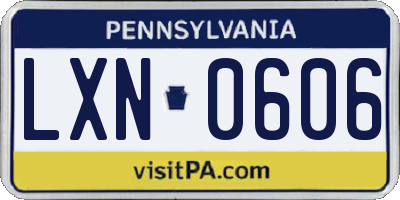 PA license plate LXN0606