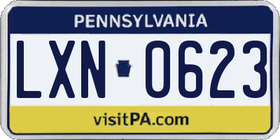 PA license plate LXN0623