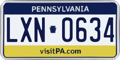 PA license plate LXN0634