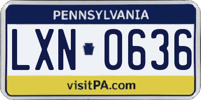 PA license plate LXN0636