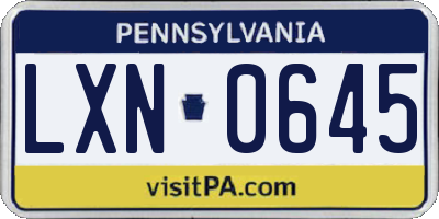 PA license plate LXN0645