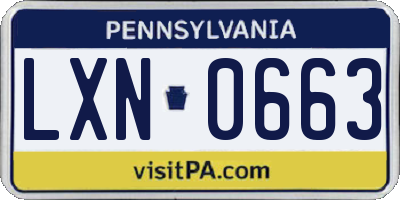 PA license plate LXN0663