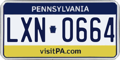 PA license plate LXN0664
