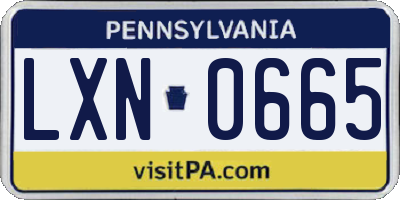 PA license plate LXN0665