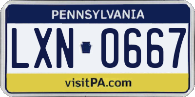 PA license plate LXN0667