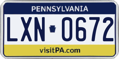PA license plate LXN0672