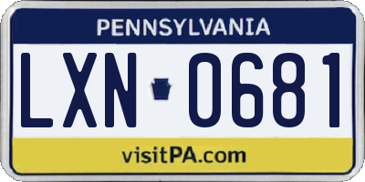 PA license plate LXN0681