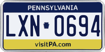 PA license plate LXN0694