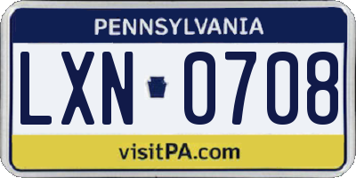 PA license plate LXN0708