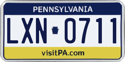 PA license plate LXN0711