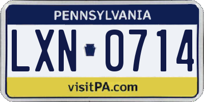PA license plate LXN0714