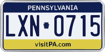 PA license plate LXN0715