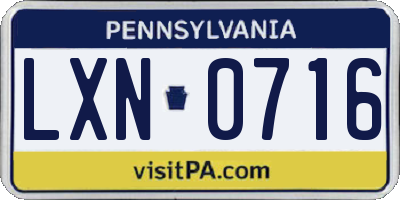PA license plate LXN0716