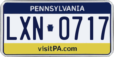 PA license plate LXN0717