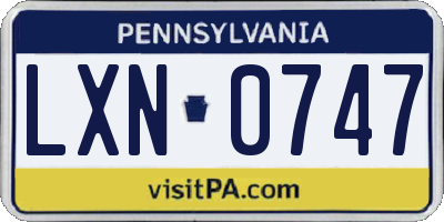PA license plate LXN0747