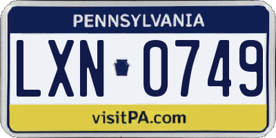 PA license plate LXN0749