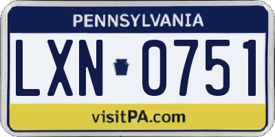 PA license plate LXN0751